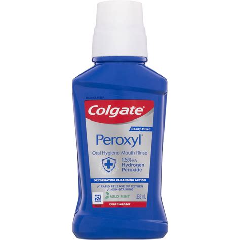 The mean stain scores for all teeth were significantly lower for the <b>Peroxyl</b>/chlorhexidine. . Why is peroxyl mouthwash unavailable